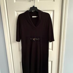 Calvin Klein Black Midi Dress with Belt Detail